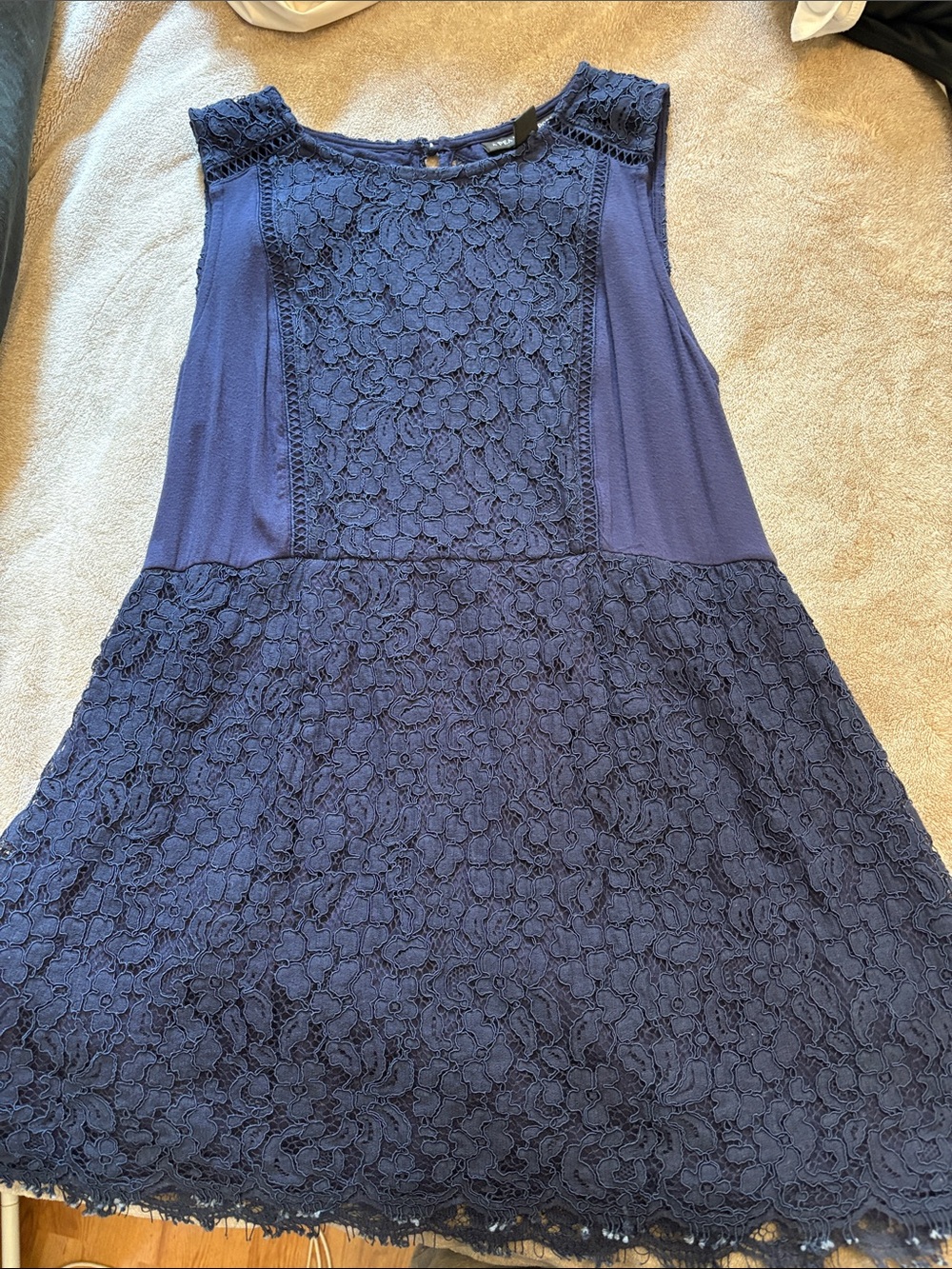 Women's Navy Lace Sleeveless Dress